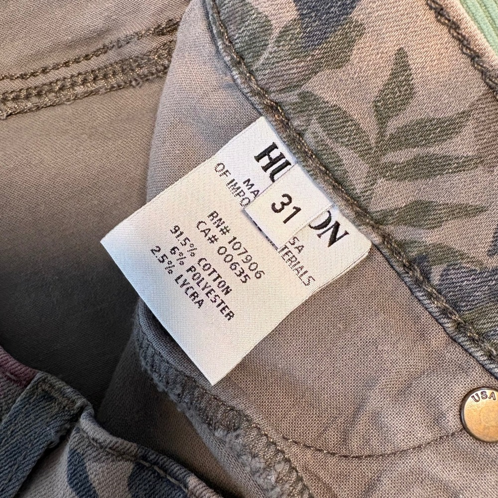 Hudson Krista Super Skinny Pants Floral Print Green Pink Blue Women's Size 31‎ - Picture 5 of 10